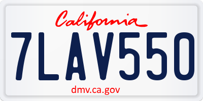 CA license plate 7LAV550
