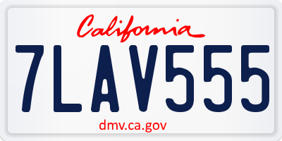 CA license plate 7LAV555