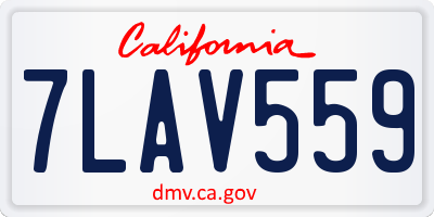 CA license plate 7LAV559