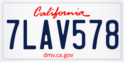 CA license plate 7LAV578