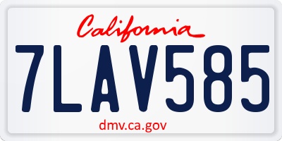 CA license plate 7LAV585