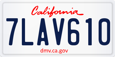 CA license plate 7LAV610