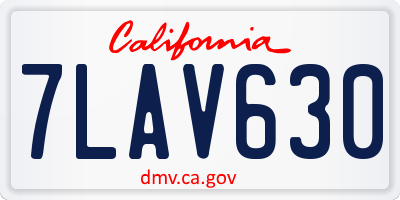CA license plate 7LAV630