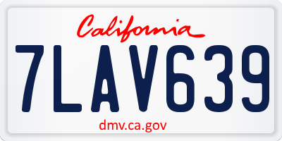 CA license plate 7LAV639