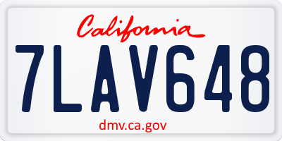CA license plate 7LAV648