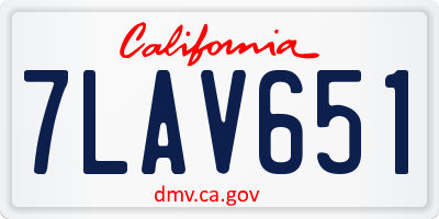 CA license plate 7LAV651