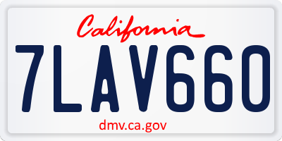 CA license plate 7LAV660