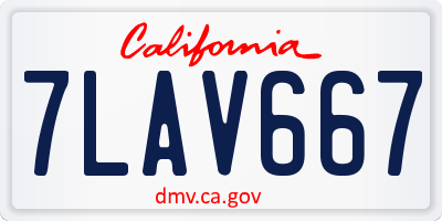 CA license plate 7LAV667