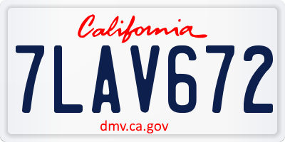 CA license plate 7LAV672