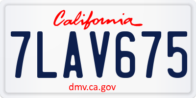 CA license plate 7LAV675