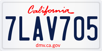 CA license plate 7LAV705