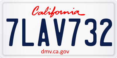 CA license plate 7LAV732