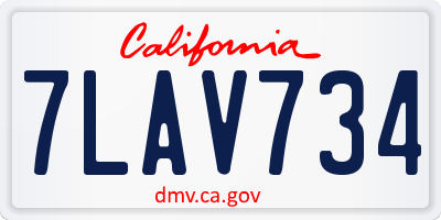 CA license plate 7LAV734