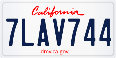 CA license plate 7LAV744