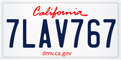 CA license plate 7LAV767
