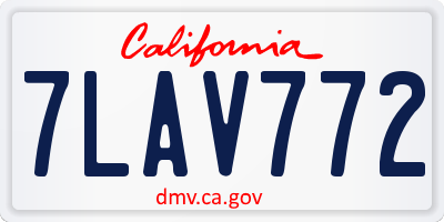 CA license plate 7LAV772