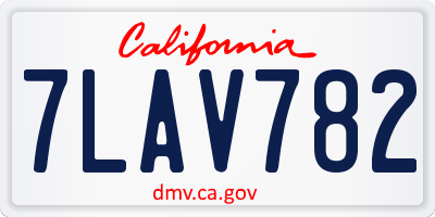 CA license plate 7LAV782