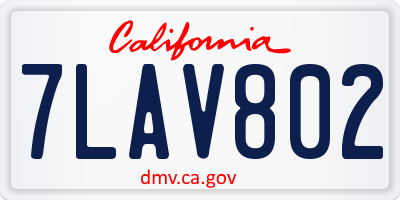 CA license plate 7LAV802