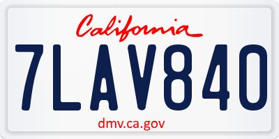 CA license plate 7LAV840