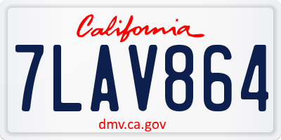 CA license plate 7LAV864