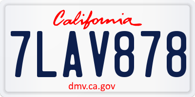 CA license plate 7LAV878