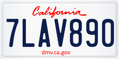CA license plate 7LAV890