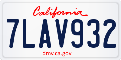 CA license plate 7LAV932