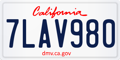 CA license plate 7LAV980