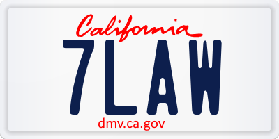 CA license plate 7LAW