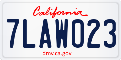 CA license plate 7LAW023