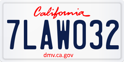 CA license plate 7LAW032