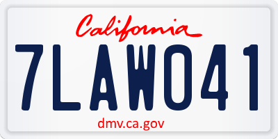 CA license plate 7LAW041