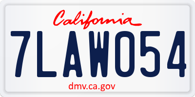 CA license plate 7LAW054