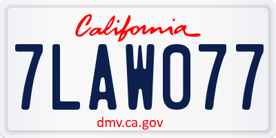 CA license plate 7LAW077
