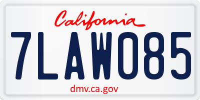 CA license plate 7LAW085