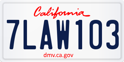 CA license plate 7LAW103