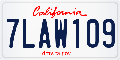 CA license plate 7LAW109