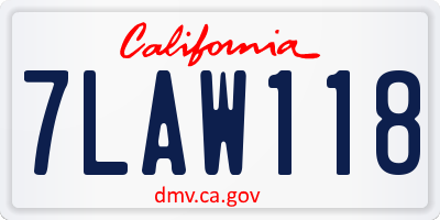 CA license plate 7LAW118