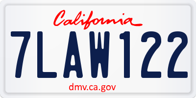 CA license plate 7LAW122