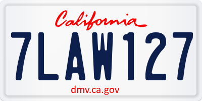 CA license plate 7LAW127