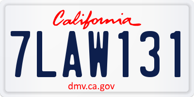 CA license plate 7LAW131