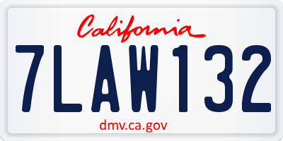 CA license plate 7LAW132