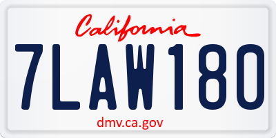 CA license plate 7LAW180