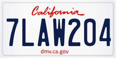 CA license plate 7LAW204