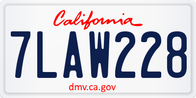 CA license plate 7LAW228