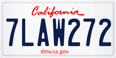CA license plate 7LAW272