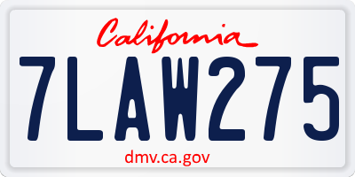 CA license plate 7LAW275