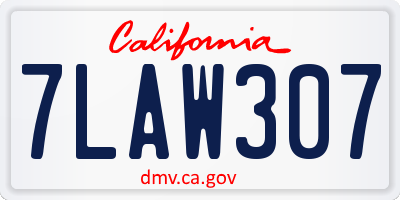 CA license plate 7LAW307