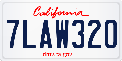 CA license plate 7LAW320