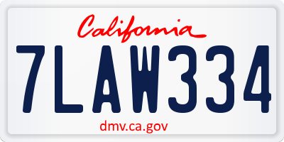 CA license plate 7LAW334